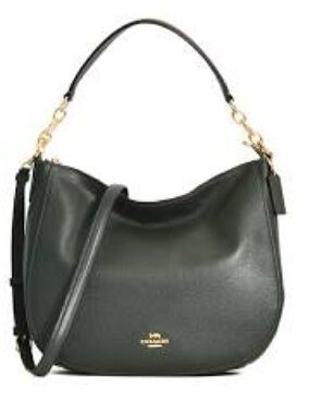 Coach Pebbled Leather Elle Hobo in Ivy with Gold Hardware